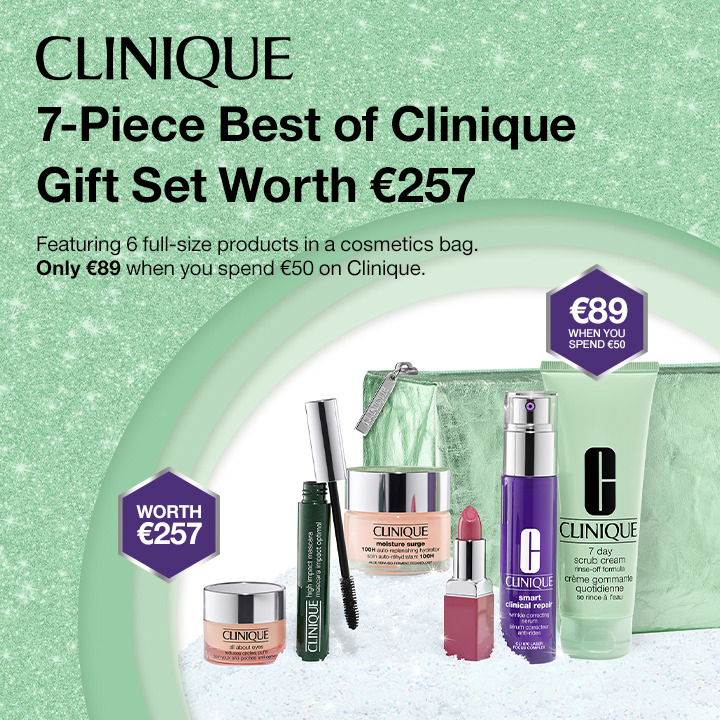 Get The Best of Clinique 7-Piece Beauty Gift Set For Only €89 When You Spend €30 Across Clinique